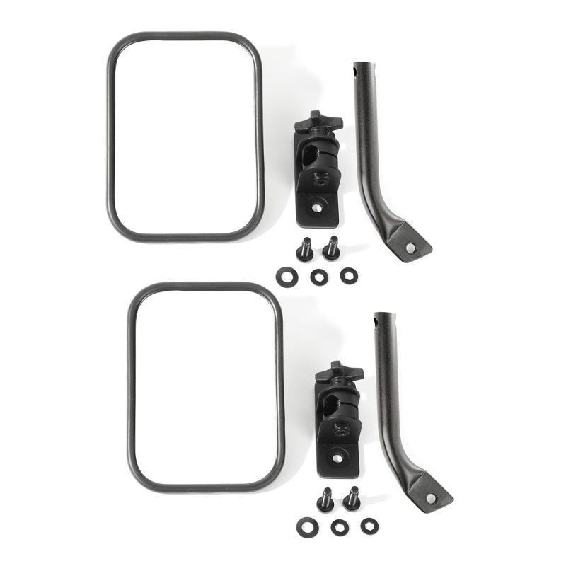 Rugged Ridge 97-18 Jeep Wrangler Textured Black Rectangular Stubby Trail Mirror Kit - SMINKpower Performance Parts RUG11025.22 Rugged Ridge