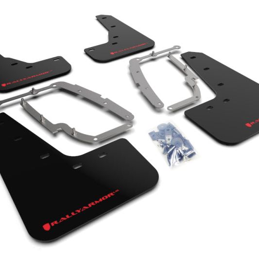 Rally Armor 17-22 Tesla Model 3 Black UR Mud Flap w/ Red Logo-Mud Flaps-Rally Armor-RALMF62-UR-BLK/RD-SMINKpower Performance Parts