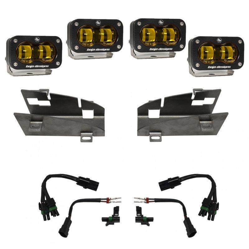 Baja Designs 19-22 Dodge RAM 1500 Rebel / 21-22 1500 TRX S2 SAE Dual Fog Pocket Light Kit - Amber-tuningsupply.com