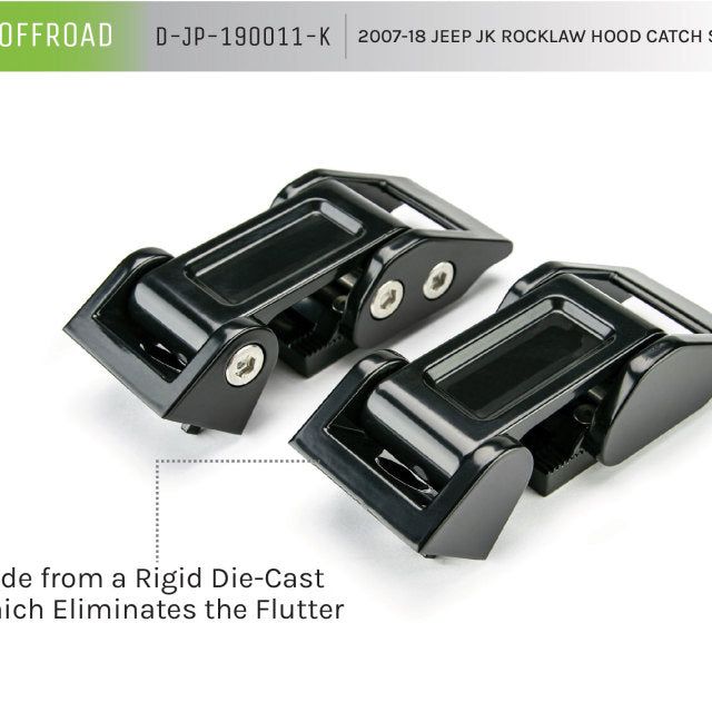 DV8 Offroad 2007-2018 Jeep Rocklaw Hood Catch System-tuningsupply.com