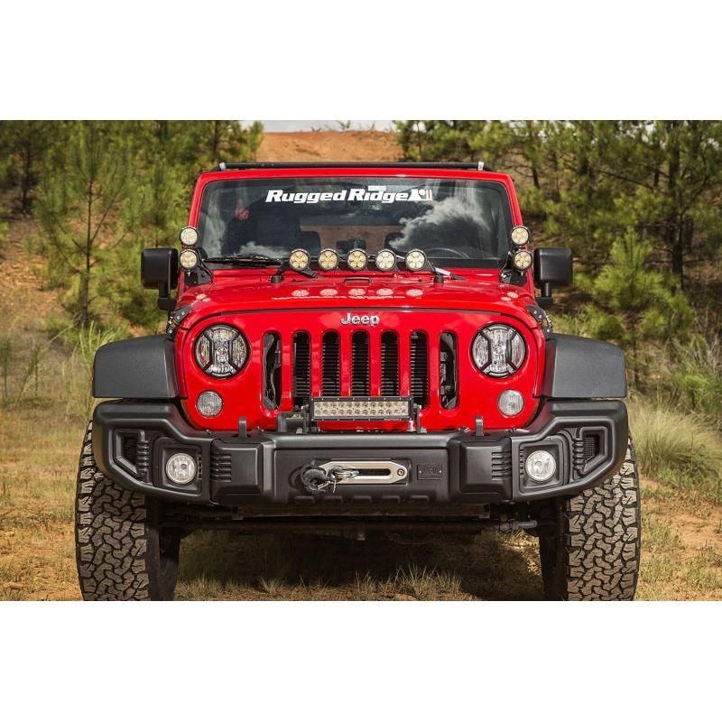 Rugged Ridge 07-18 Jeep Wrangler JK/JKU Textured Black Elite Headlight Euro Guards - SMINKpower Performance Parts RUG11230.12 Rugged Ridge