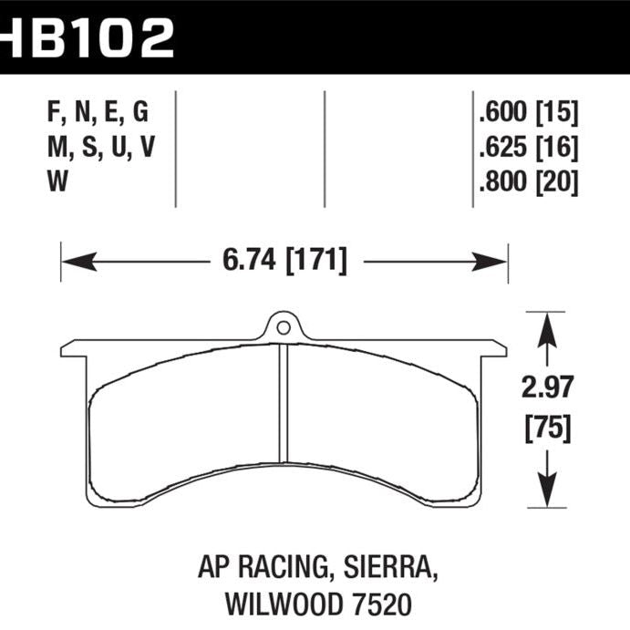 Hawk AP Racing 6 / Wilwood DTC-30 Brake Pads-tuningsupply.com