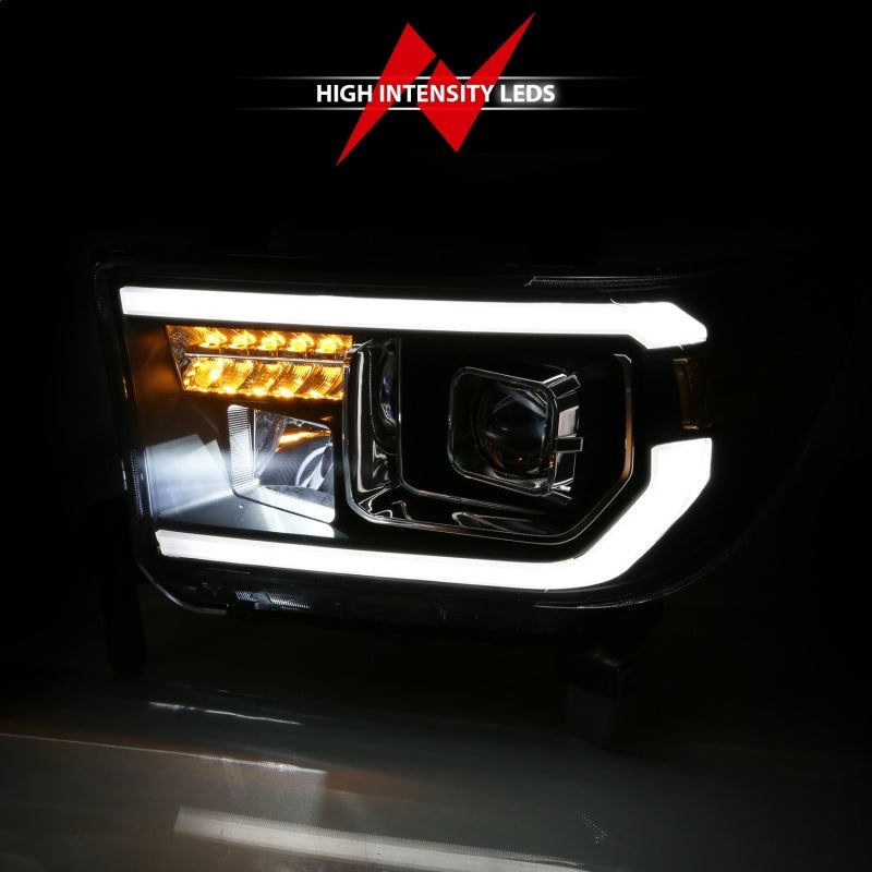 ANZO 2007-2014 Toyota Tundra Projector Light Bar H.L Black Amber(Led High Beam) (Halogen Version)-tuningsupply.com