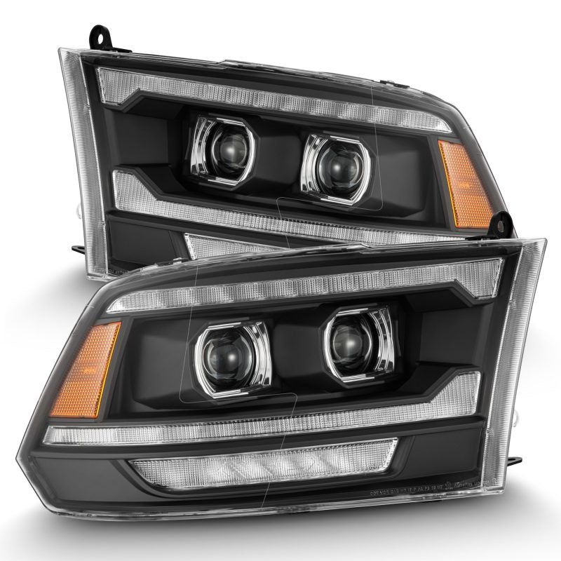 AlphaRex 09-18 Dodge Ram 2500 LUXX LED Proj Headlights Plank Style Blk w/Activ Light/Seq Signal/DRL-tuningsupply.com