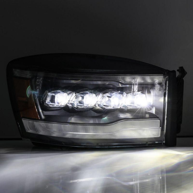 AlphaRex 06-08 Dodge Ram 1500HD NOVA LED ProjHeadlights Plank Style Blk w/Seq Signal/DRL/Amber LED-tuningsupply.com