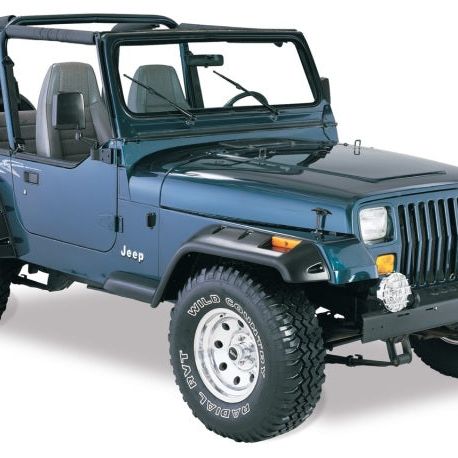 Bushwacker 87-95 Jeep Wrangler Cutout Style Flares 4pc Cutting Optional Not Renegade - Black-tuningsupply.com