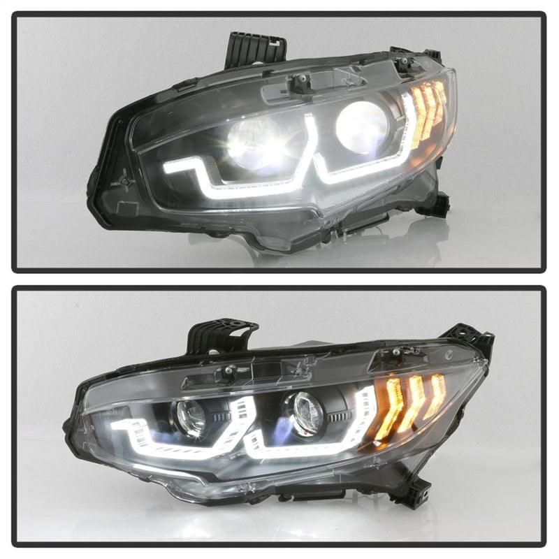 Spyder Honda Civic 16-18 2DR/4DR/Hatchback Headlight Black PRO-YD-HC16PL-SEQ-BK - SMINKpower Performance Parts SPY5087539 SPYDER