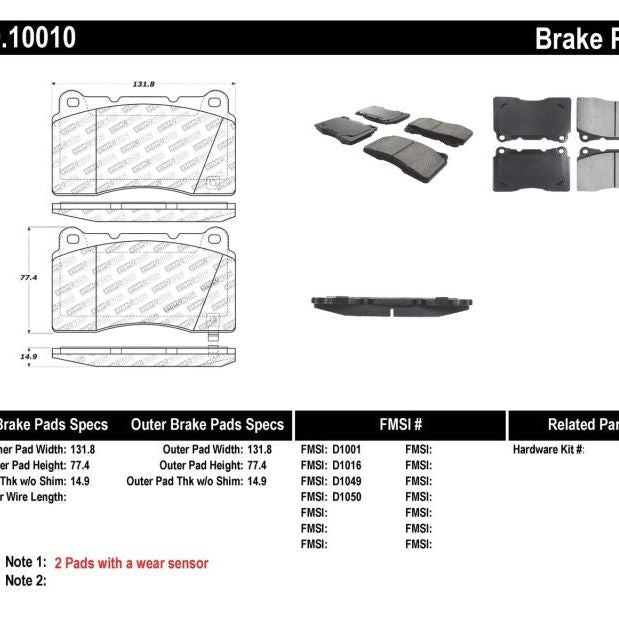 StopTech Performance 04-07 STi / 03-06 Evo / 08-10 Evo / 10+ Camaro Front Brake Pads-Brake Pads - Performance-Stoptech-STO309.10010-SMINKpower Performance Parts