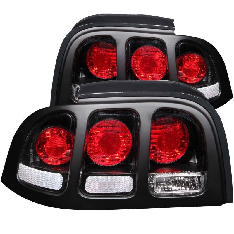 ANZO 1994-1998 Ford Mustang Taillights Black-tuningsupply.com