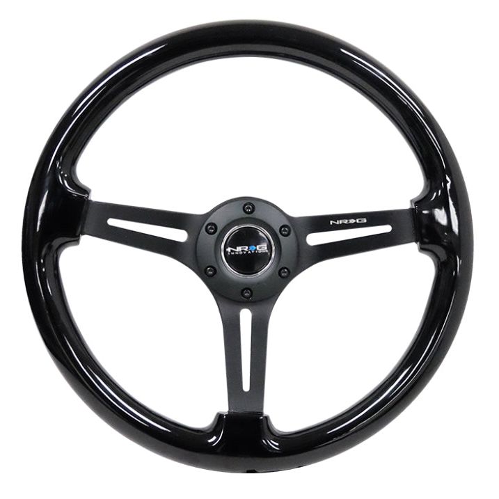 NRG Reinforced Steering Wheel (350mm / 3in. Deep) Blk Wood w/Blk Matte Spoke/Black Center Mark-tuningsupply.com