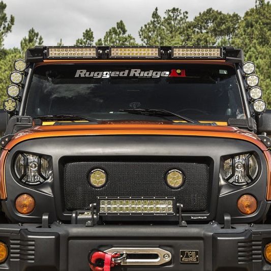 Rugged Ridge 07-18 Jeep Wrangler JK Elite Fast Track Windshield Light Bar Mount w/ Crossbar - SMINKpower Performance Parts RUG11232.50 Rugged Ridge