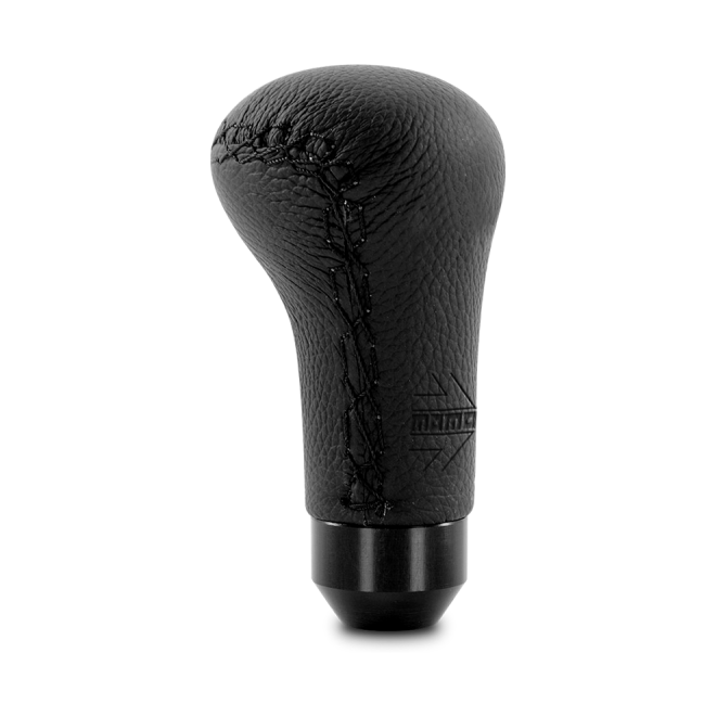 Momo Anatomico Shift Knob - Black Leather, Black Stitching-tuningsupply.com