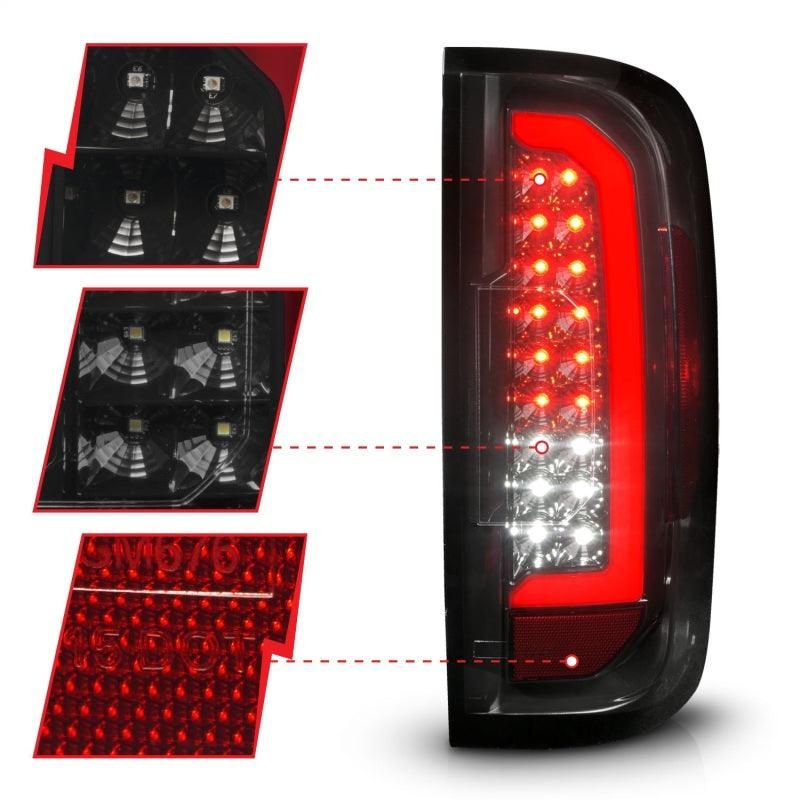 ANZO 15-21 Chevrolet Colorado Full LED Tail Lights w/ Red Lightbar Black Housing Smoke Lens-tuningsupply.com