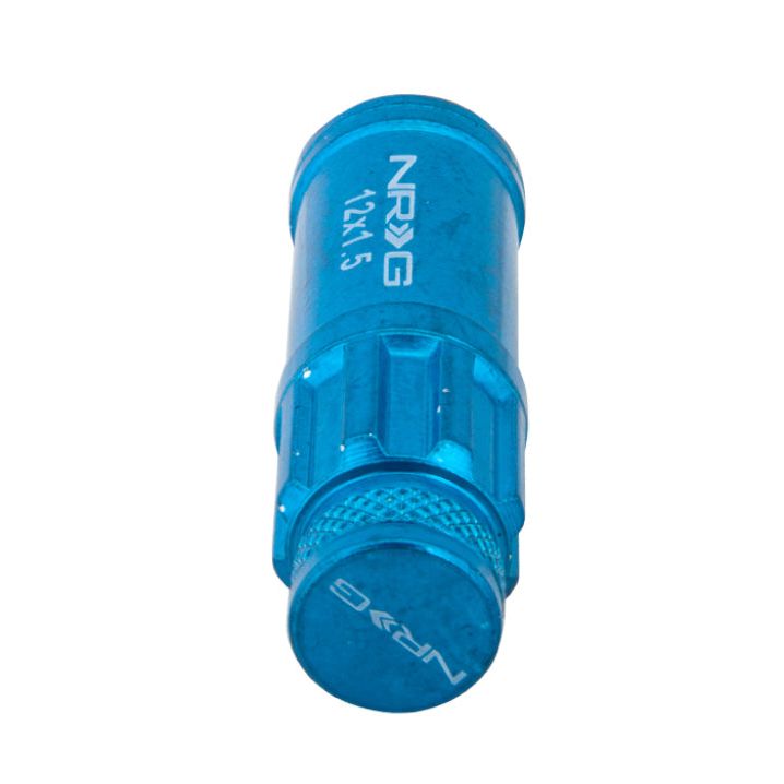 NRG 700 Series M12 X 1.5 Steel Lug Nut w/Dust Cap Cover Set 21 Pc w/Locks & Lock Socket - Blue-tuningsupply.com