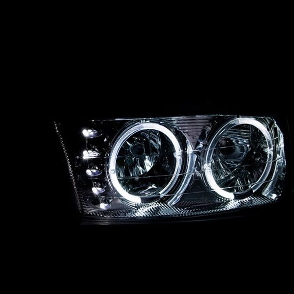 ANZO 1999-2006 Gmc Sierra 1500 Crystal Headlights w/ Halo and LED Chrome-tuningsupply.com