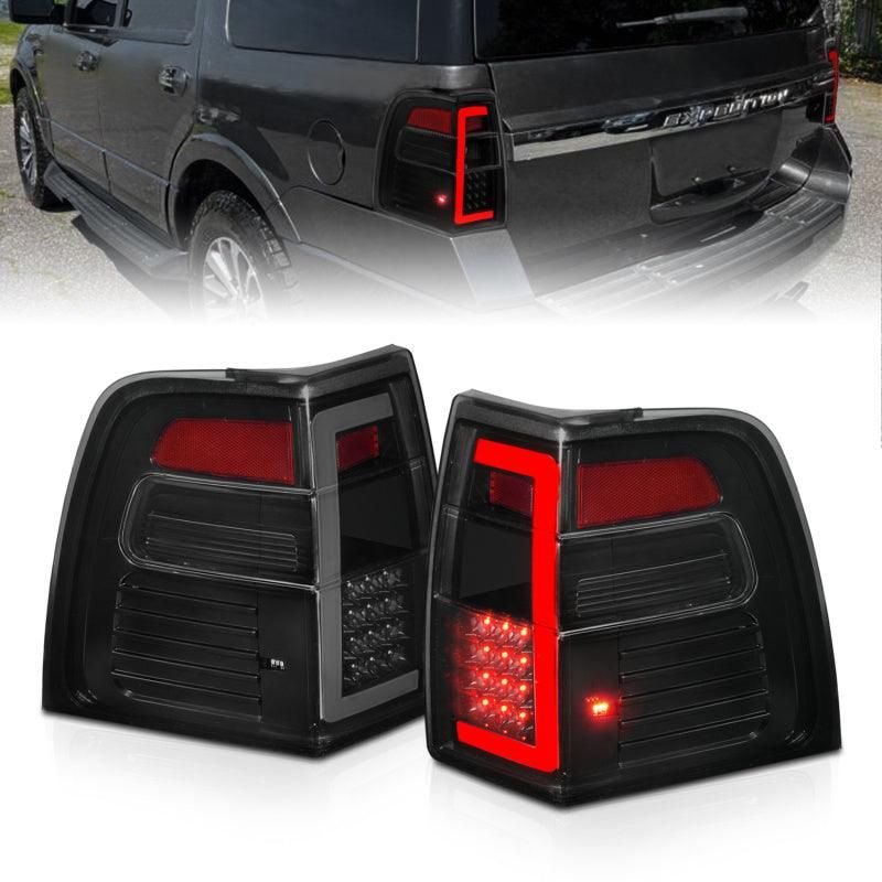 ANZO 07-17 Ford Expedition LED Taillights w/ Light Bar Black Housing Smoke Lens-tuningsupply.com