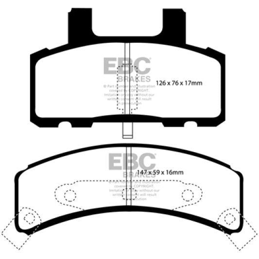 EBC 97-99 Cadillac Deville 4.6 (Rear Drums) Yellowstuff Front Brake Pads-tuningsupply.com