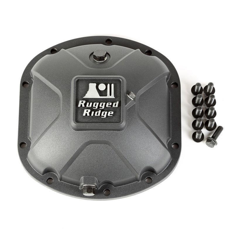 Rugged Ridge Boulder Aluminum Differential Cover Dana 30 Black - SMINKpower Performance Parts RUG16595.13 Rugged Ridge