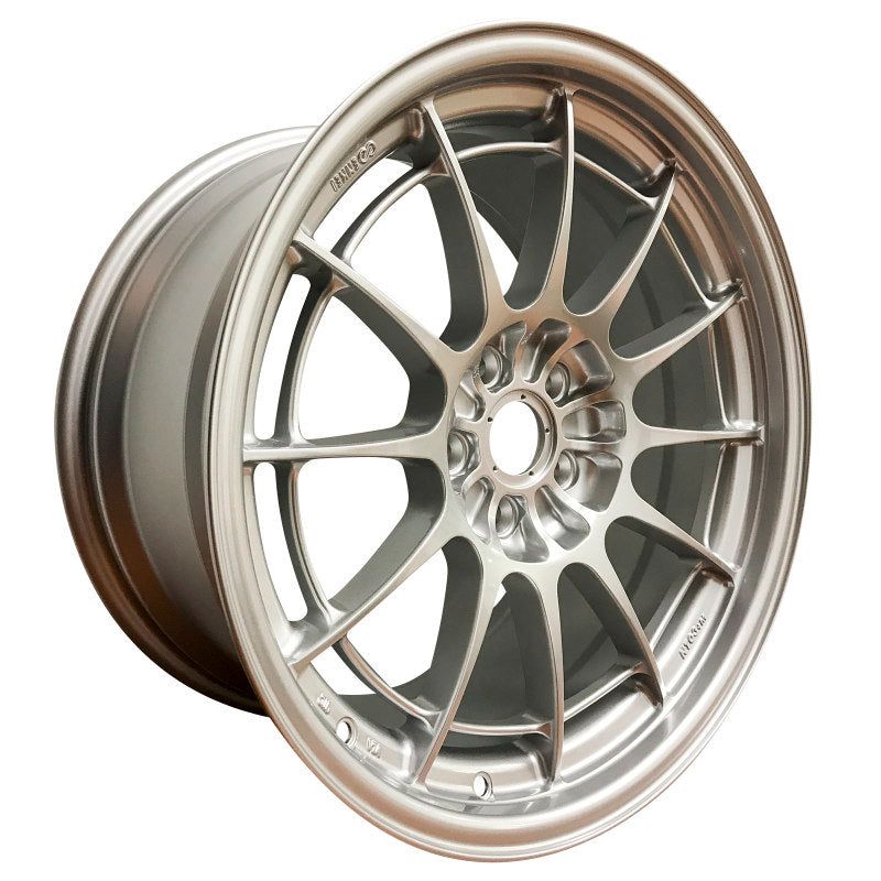 Enkei NT03+M 18x9.5 5x108 40mm Offset 72.6mm Bore F1 Silver Wheel (MIN ORDER QTY 40)-tuningsupply.com