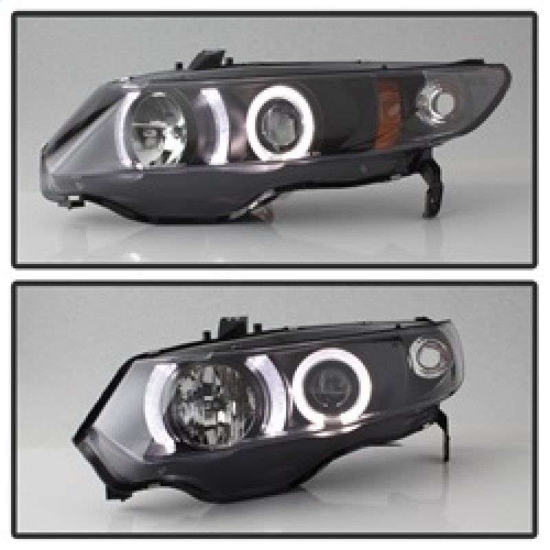 Spyder Honda Civic 06-08 2Dr Projector Headlights LED Halo Black High H1 Low H1 PRO-YD-HC06-2D-HL-BK-Headlights-SPYDER-SPY5010780-SMINKpower Performance Parts