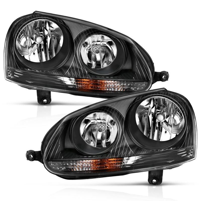 ANZO 2006-2009 Volkswagen Us Rabbit Crystal Headlight Black (Halogen Only)-tuningsupply.com