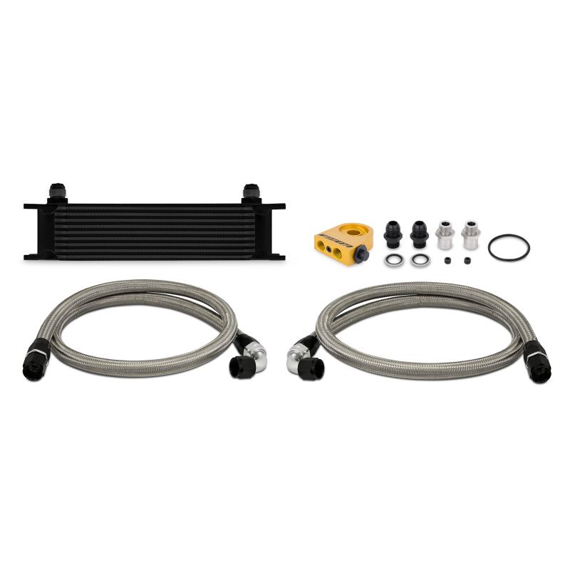 Mishimoto Universal Thermostatic 10 Row Oil Cooler Kit - Black-tuningsupply.com