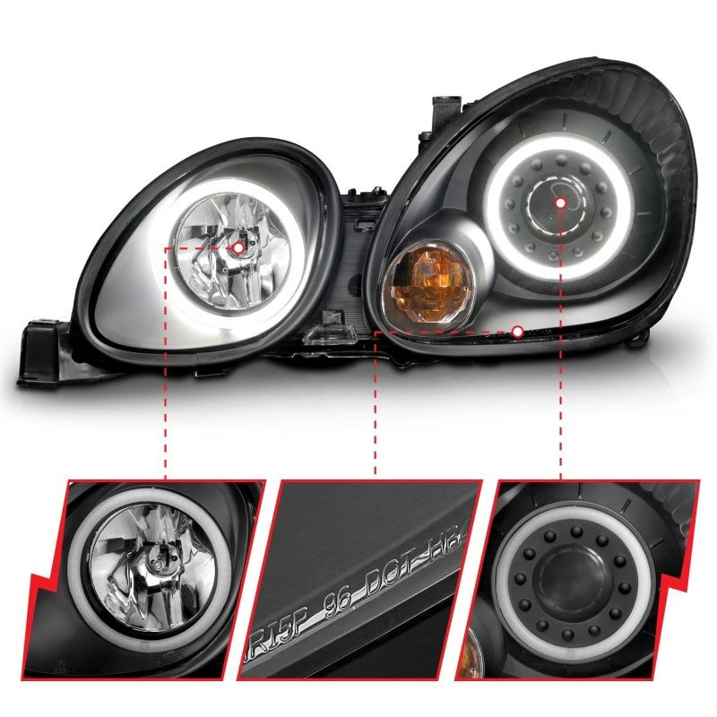 ANZO 1998-2005 Lexus Gs300 Projector Headlights w/ Halo Black-tuningsupply.com