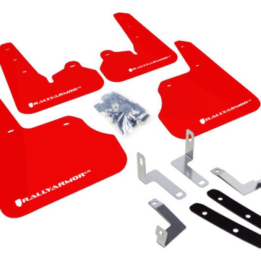 Rally Armor 12-16 Subaru Impreza 4D/5D Red UR Mud Flap w/White Logo-tuningsupply.com