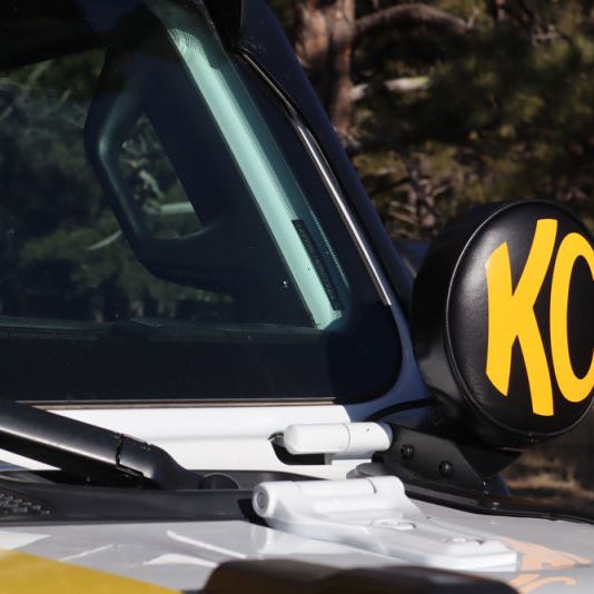 KC HiLiTES 6in. Round Soft Cover (Pair) - Black w/Yellow KC Logo-tuningsupply.com