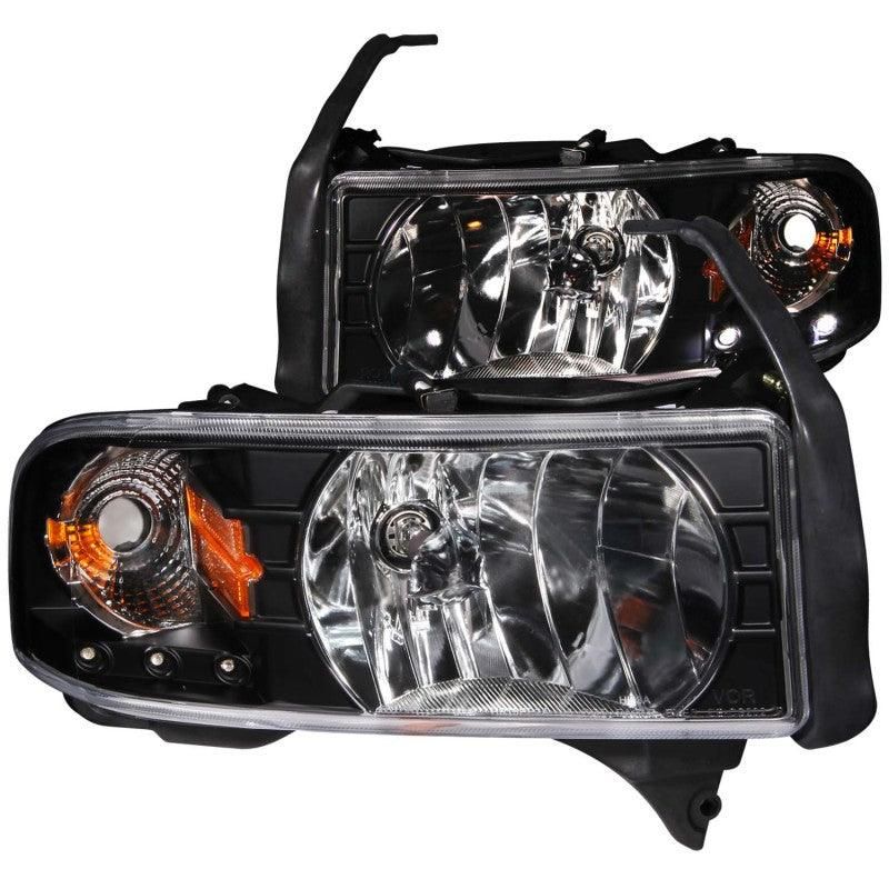 ANZO 1994-2001 Dodge Ram Crystal Headlights Black w/ LED-tuningsupply.com