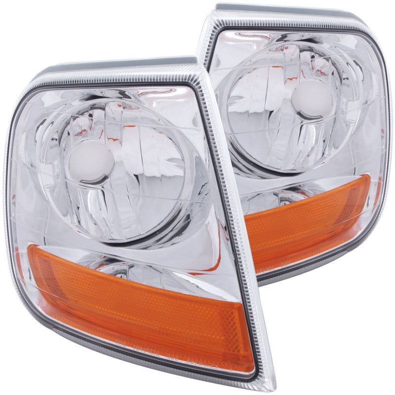 ANZO Corner Lights 1997-2003 Ford F-150 HARLEY - DAVIDSON Style Corner Lights Chrome w/ Amber Rflct-tuningsupply.com