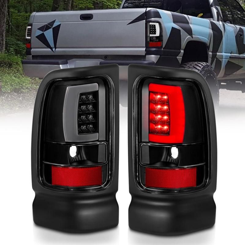 ANZO 1994-2001 Dodge Ram 1500 LED Taillights Plank Style Black w/Clear Lens-tuningsupply.com