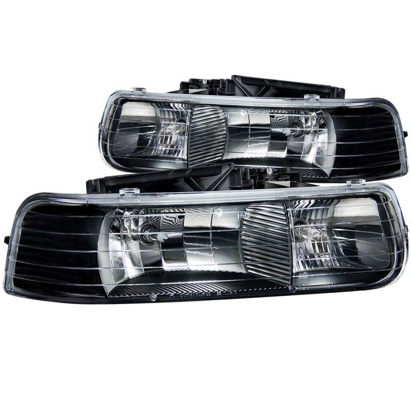 ANZO 1999-2002 Chevrolet Silverado 1500 Crystal Headlights Black-tuningsupply.com