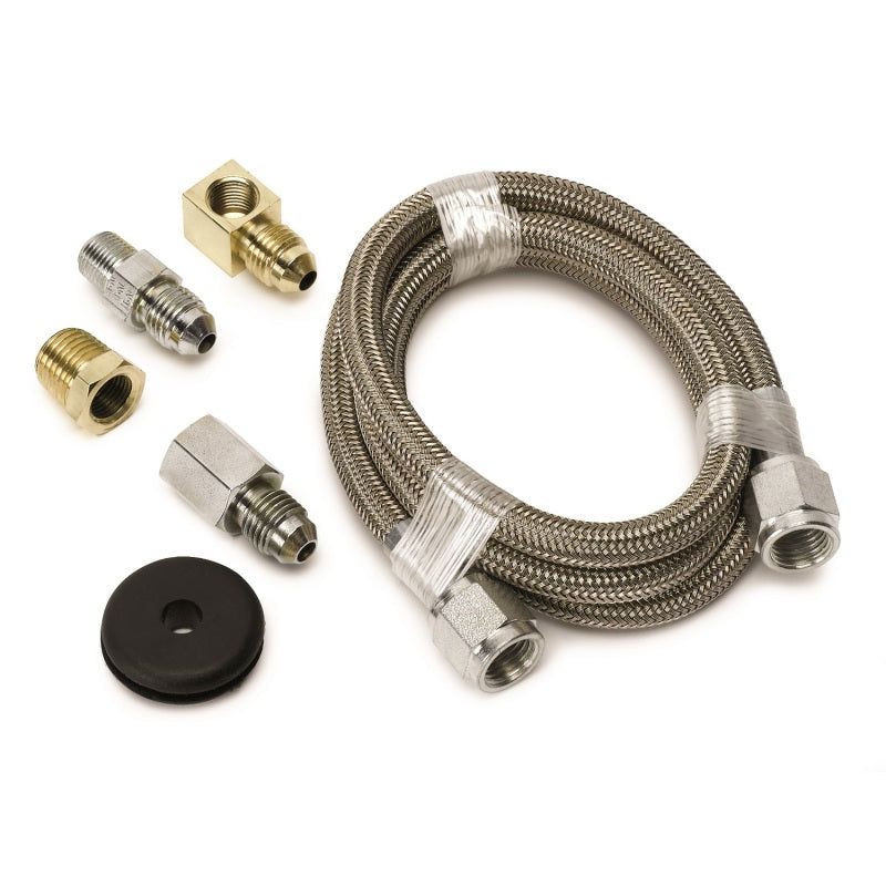 Autometer #4 Braided SS Line (-4AN) 3ft 1/8in NPT Fittings-tuningsupply.com