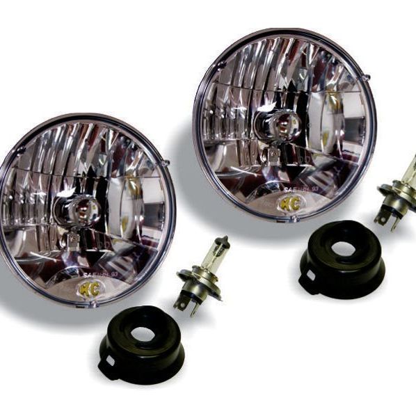 KC HiLiTES Universal/97-06 Jeep TJ 7in. Halogen H4 DOT Headlight 55/60w Lexan (Pair Pack System)-tuningsupply.com