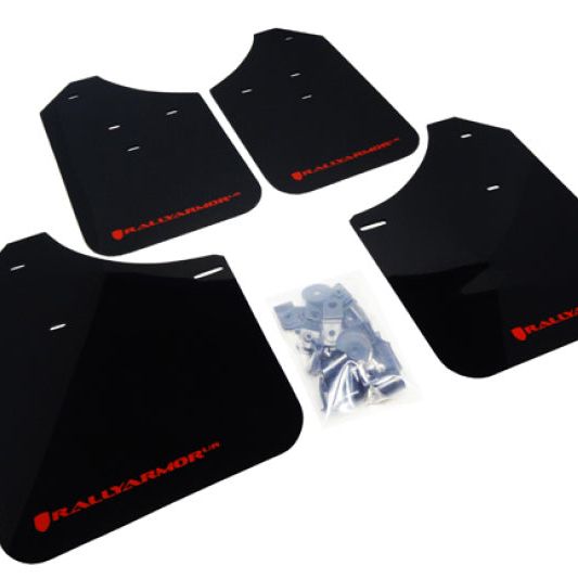 Rally Armor 02-07 Subaru WRX/STI/RS/2.5i (Wagons Req. Mod.) Black UR Mud Flap w/Red Logo-tuningsupply.com