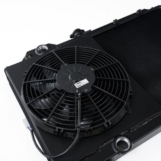 CSF 96-07 Mitsubishi Evo 4/5/6/7/8/9 Full-Slim Radiator w/12in Fan & Shroud/-16AN - Black-tuningsupply.com