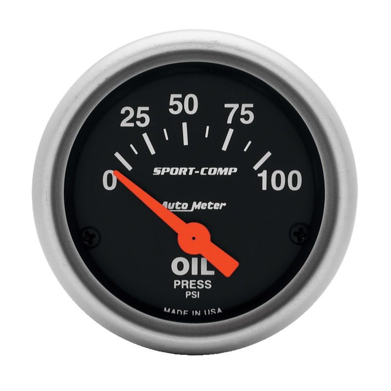 Autometer Sport-Comp 52mm 0-100 PSI Electronic Oil Pressure Gauge-tuningsupply.com