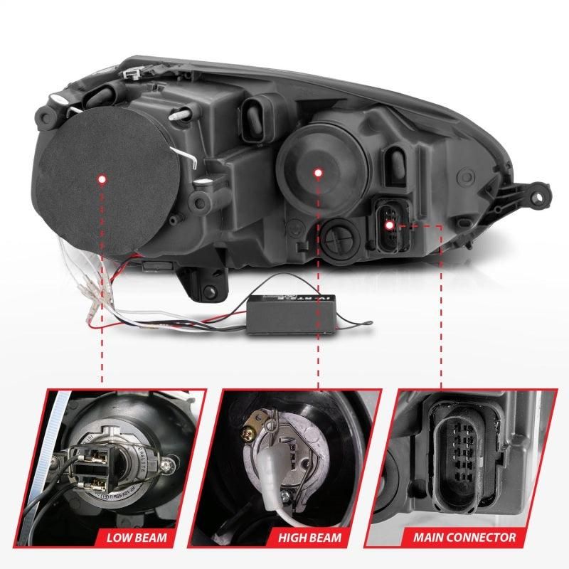 ANZO 2006-2009 Volkswagen Rabbit Projector Headlights w/ Halo Black (CCFL)-tuningsupply.com