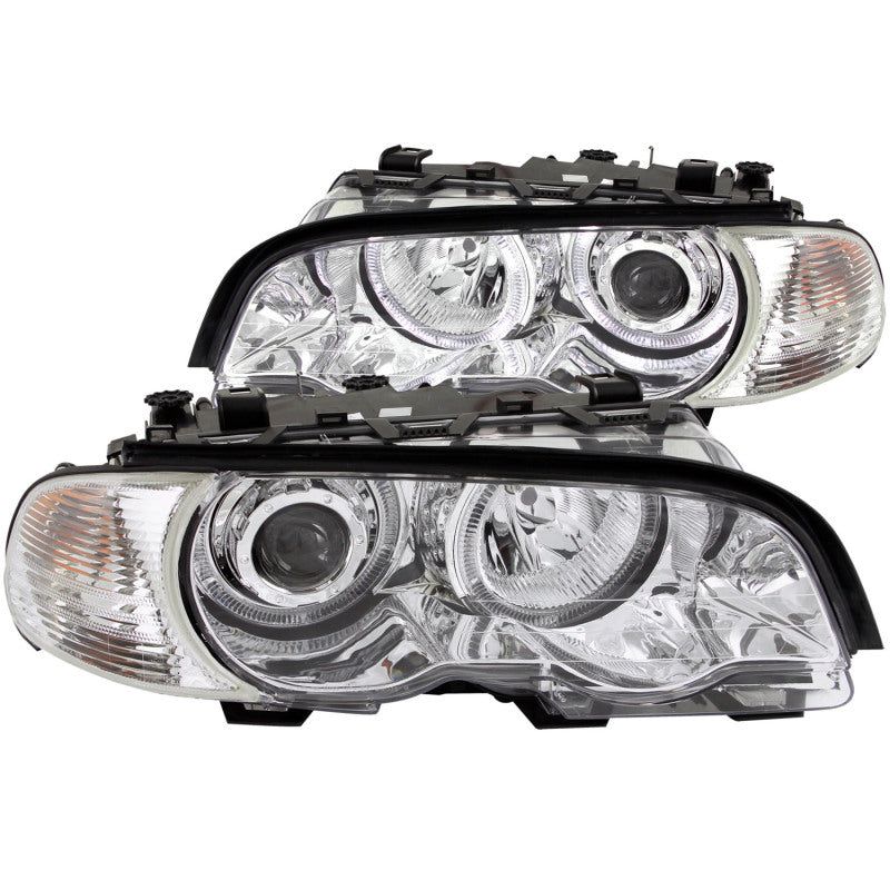 ANZO 2000-2003 BMW 3 Series E46 Projector Headlights w/ Halo Chrome-tuningsupply.com