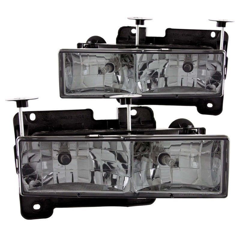 ANZO 1988-1998 Chevrolet C1500 Crystal Headlights w/ Smoke Lens-tuningsupply.com