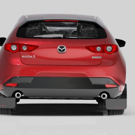 Rally Armor 19-22 Mazda3 GT Sport Hatch Black UR Mud Flap w/ White Logo-Mud Flaps-Rally Armor-RALMF61-UR-BLK/WH-SMINKpower Performance Parts