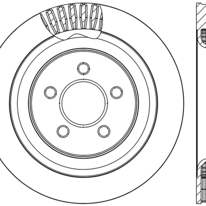 StopTech 2015 Ford Mustang GT w/ Brembo Brakes Left Rear Slotted Brake Rotor-Brake Rotors - Slotted-Stoptech-STO126.61109SL-SMINKpower Performance Parts