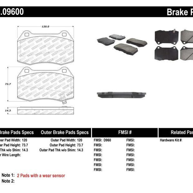 StopTech Performance 02-07 350z/G35 w/ Brembo Front Brake Pads-Brake Pads - Performance-Stoptech-STO309.09600-SMINKpower Performance Parts