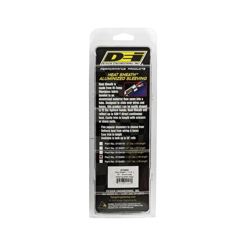 DEI Heat Sheath 1-1/4in I.D. x 3ft - Aluminized Sleeving - Sewn Edge-tuningsupply.com