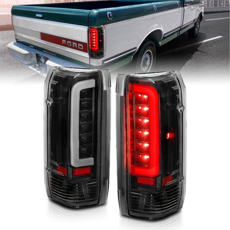 ANZO 1987-1996 Ford F-150 LED Taillights Black Housing Clear Lens (Pair)-tuningsupply.com