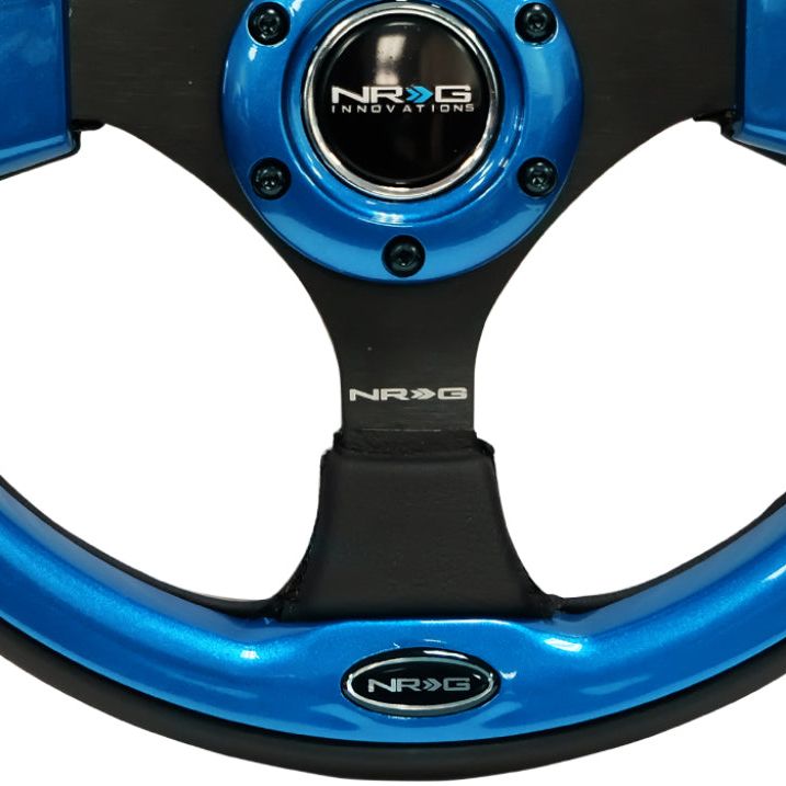 NRG Reinforced Steering Wheel (320mm) Blk w/Blue Trim-Steering Wheels-NRG-NRGRST-001BL-SMINKpower Performance Parts