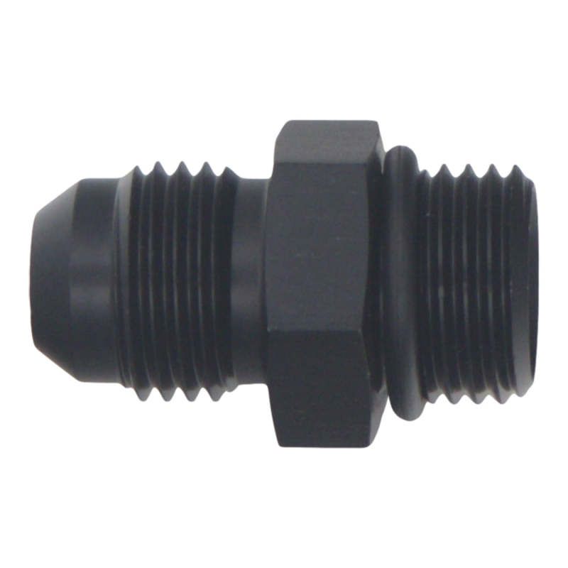 DeatschWerks 6AN ORB Male to 6AN Male Flare Adapter (Incl O-Ring) - Anodized Matte Black-tuningsupply.com