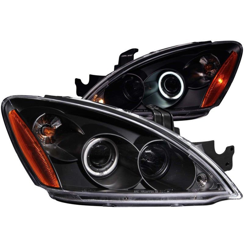 ANZO 2004-2007 Mitsubishi Lancer Projector Headlights w/ Halo Black (CCFL)-tuningsupply.com