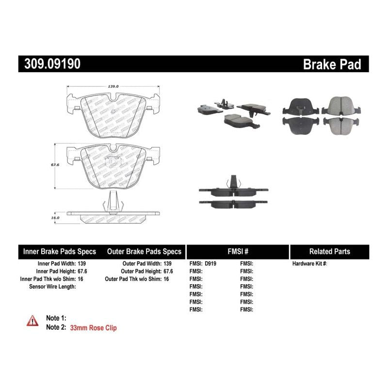 StopTech Performance 06-09 BMW M5 E60 / 07-09 M6 E63/E63 Rear Brake Pads-Brake Pads - Performance-Stoptech-STO309.09190-SMINKpower Performance Parts